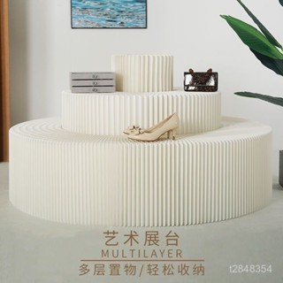 ✅免運 開發票✨便攜可移動圓柱中島展會可折疊展示架落地式收納貨架可折疊裝飾臺收納餐櫃 吧臺餐桌 中島桌 流理臺 邊桌