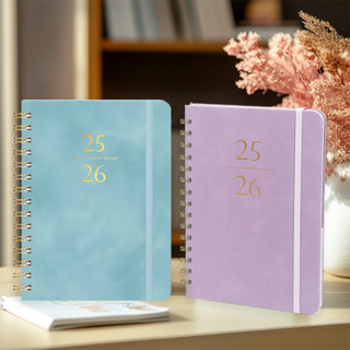 💙臺灣熱賣💙2026日程本A5計劃本定製創意線圈本皮革綁帶筆記本自律打卡本記事本 筆記本 日程本