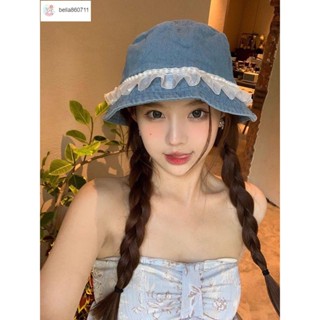 🔥臺灣出貨🔥TiTi💕【9146人收藏】蕾絲牛仔盆帽仙氣漁夫帽珍珠春秋防曬百搭水桶帽子女