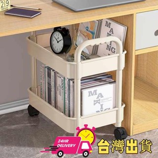 【限時特賣】折疊收納箱 車用垃圾袋 桌下書架置物架落地小推車移動兒童簡易收納架帶輪桌面辦公桌書櫃