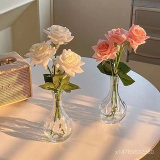 🎀小李精選🎀 宜家衕款花瓶現代透明小口徑玻璃花瓶客廳餐廳桌麵插幹花裝飾擺件 TO9Y