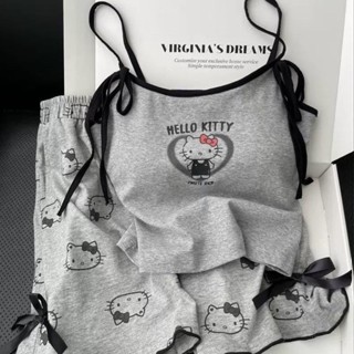 200公斤超大碼女裝✨ 大尺碼居家服 家居服套裝女 超大碼300斤純慾風帶胸墊睡衣女夏天凱蒂貓吊帶短褲胖m家居服套裝