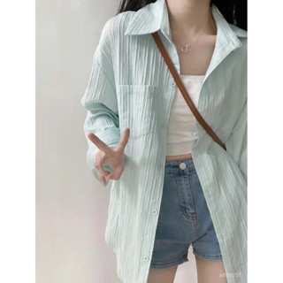 💖暖心精品百貨【臺灣出貨】薄款防曬襯衫女夏季襯衣設計開衫感小眾外套法式高階肌理透氣上衣