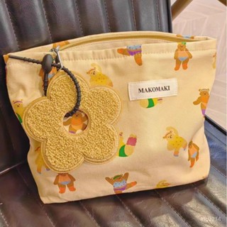 [限時折扣 臺灣熱賣]早春可愛小熊帆布化妝包女日韓ins簡約便攜式大容量護膚品收納包 化妝品收納 化妝包