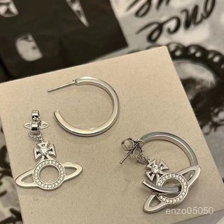 Vivienne Westwood 西太後耳環女圈圈三閤一耳環耳飾時髦小眾飾品槍黑色銀色