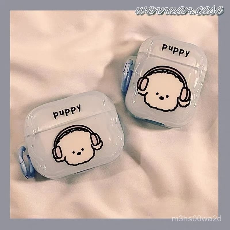 可愛聽歌小狗適用於 蘋果 AirPods Pro2 保護套 1/2代 AirPods 3 防摔保護套 4代保護殼 耳機殼
