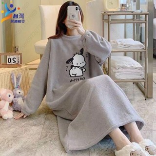 🚀臺中出貨🚀24H出貨綠色小怪魚睡衣女睡裙大尺碼300斤卡通保暖保暖孕𡠹家居服 大碼300斤睡衣女款冬季加厚加絨卡通