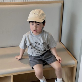 🌈Yi JiA寶貝屋🎀夏季兒童韓系純棉短袖寬松t恤休閑圓領男女童半袖薄童裝新款上衣