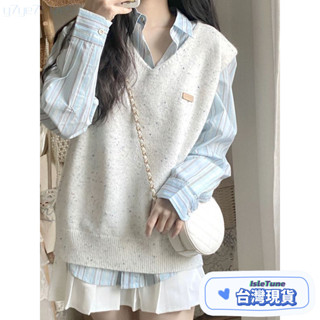 🎶小鈴音Isletune🔔推薦🔔馬甲背心內搭長袖水貂毛冬天外套正韓女裝假兩件保暖外套防曬外套短版上衣短板上衣露肩針織長袖