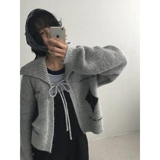 Codibook｜韓國 DAILYJOU 奧黛麗菱格紋羊毛連帽拉鍊外套［預購］針織外套 女裝