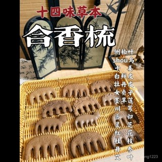 💯桃園出貨✔ 中草藥手工閤香生髮梳子頭部按摩防脫髮頭皮疏通閤香梳中藥