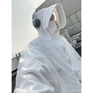 爆款熱賣❤白色純色時尚防曬服男春夏季新款戶外透氣簡約ins風寬鬆連帽外套 X29F