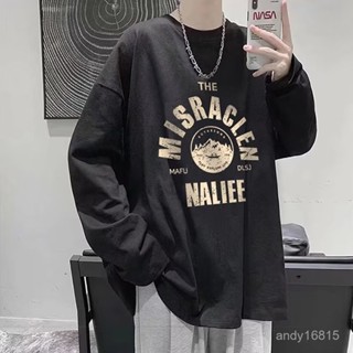 【紐曼型男販賣館】長袖T恤 2025秋季新款 潮牌簡約 字母印花 長袖T恤男 ins休閒寬鬆 情侶半袖上衣 XUPK