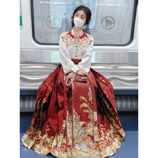 萊拉丨新品 新中式漢服馬面裙重工刺繡雲肩訂婚春夏小個子套裝大尺碼國風女日常