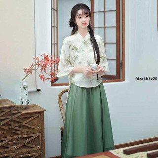 復古上衣❤ 民國風復古女裝兩件套新中式禪意茶服女江南穿搭漢服改良旗袍套裝