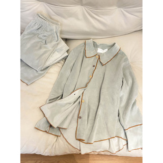 小柴兔~ins風韓版簡約德絨睡衣女秋冬季新款加絨加厚保暖學生居家服套裝