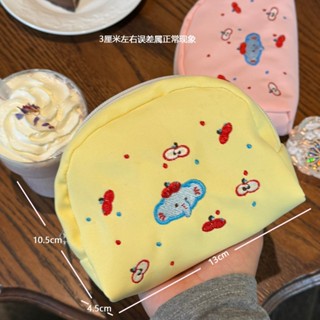 🚚優選🚚 【瑞財】可愛小象刺繡化妝包馬卡龍色大容量收納包數據線手拿包姨媽巾包
