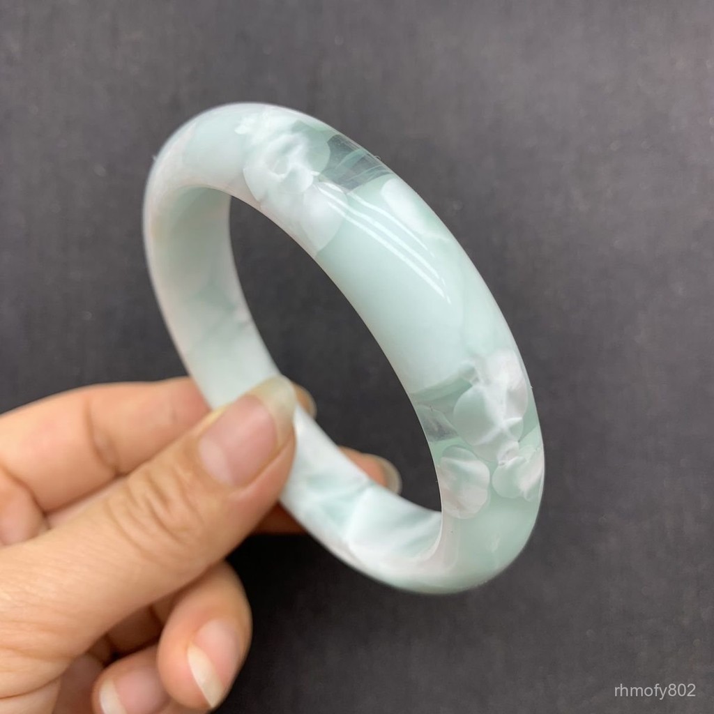 【一新小鋪】💗綠紋石手鐲 寬版 國産綠海紋石 淺綠色綠紋石時尚新款