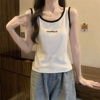 APT2025多巴胺大碼吊帶背心女外穿打底衫微胖遮肚內搭無袖撞色上衣潮