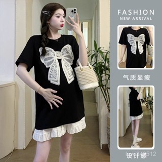 🔥48H出貨 孕婦裝 孕婦套裝 短褲子可調節 時尚孕婦外出服 夏季套裝 圓領短袖孕婦上衣寬鬆遮肚顯瘦t恤孕婦套裝