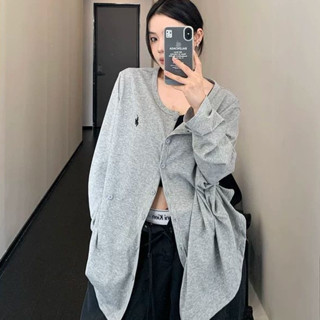 coco小姐✨新款 高階感 簡約 長袖 T恤 oversize 寬鬆 慵懶 薄款 開衫 外套女