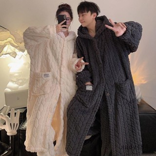 熱銷折扣✨男生珊瑚絨長款睡衣睡袍 睡袍冬款女加長款情侶睡衣男連帽法蘭絨浴袍浴袍居家服珊瑚絨睡袍
