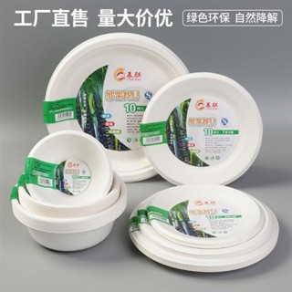 😍限時優惠😍免運 可降解 一次性紙盤子 家用 聚餐 燒烤 餐具 環寶紙 碗套裝 手工蛋糕餐盤