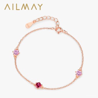AILMAY✨正品授權✨香港直發S925純銀新款粉色係鋯石玫瑰金手鏈小眾ins閨蜜手環輕奢百搭手飾 女生戒指 韓版戒指