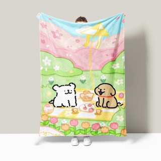 【熱門新品✨】汪星人~可愛的綫條小狗四季毛毯蓋毯法蘭絨羊羔絨辦公室空調毯子