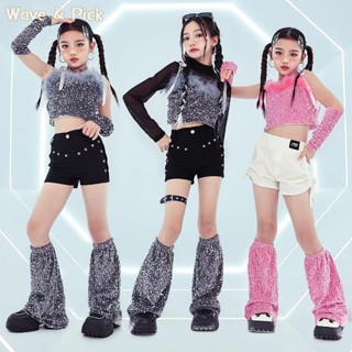 ღ 浪淘選物ღ爵士舞服裝 女童亮片表演服 Jazz套裝 兒童T臺走秀潮服 女童舞蹈服 夏
