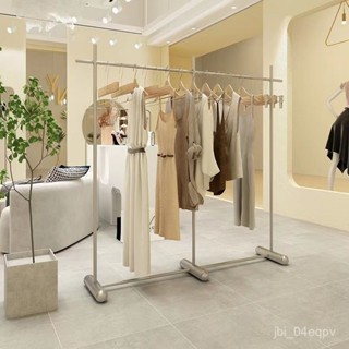 |全網最低 可開發票|【店鋪熱銷】服裝店落地式不銹鋼拉絲掛衣架女裝店中島貨架展示架簡約陳列道具
