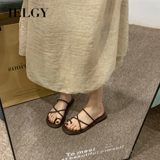 IELGY 拖鞋女夏季穿細肩帶簡約假日平底涼鞋