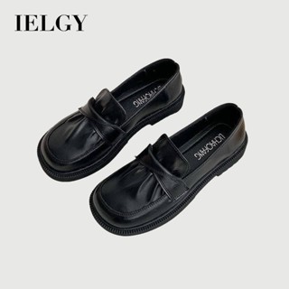 IELGY 加大碼女鞋瑪麗珍鞋女平底英倫黑色皮鞋樂福鞋