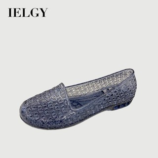 IELGY 時尚水晶果凍透明鏤空腳趾涼鞋女夏季休閒媽媽