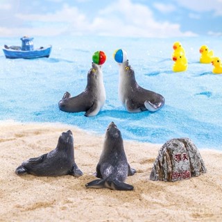 微景觀創意海獅動物公仔 海洋沙灘造景DIY裝飾品配件桌麵迷小擺件微縮世界小模型迷你擺件迷你玩偶小沙盤迷你世界袖珍世界迷你