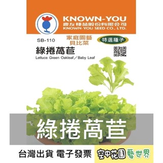 【臺灣出貨 電子發票】綠捲萵苣 種子 4g 菜籽 種菜 水耕 原包裝 農友 空中花園藝世界 特選種子 SB-110