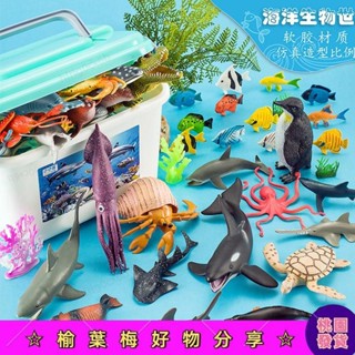✨優選好物✨ 模擬海洋動物玩具 生物鯊魚海豚 3兒童4鯨魚 軟膠男孩海底世界 魚模型 靜態恐龍動物模型