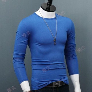 薄長款T恤S5XL [過去aak8] 春秋冬季男士V領內衣莫代爾秋衣單件上衣男長袖緊身打底衫超薄款