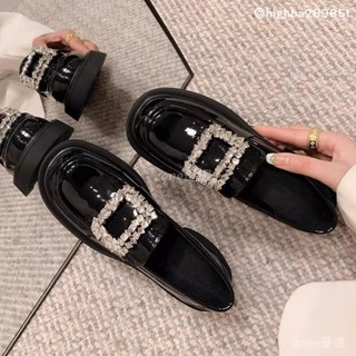 【臺灣發貨】厚底水鑽樂福鞋 粗跟 韓國 增高 一腳蹬女鞋 瑪麗珍鞋 單鞋 小皮鞋 娃娃鞋 穆勒鞋福樂 黑色女鞋6