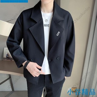 ✨紐智精品✨最新熱銷夾克男2022韓版潮設計感帥氣英倫風刺繡小西裝外套休短版閒西裝潮ABAB