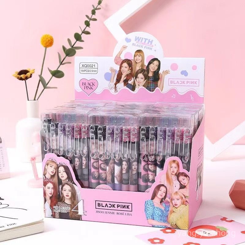 桃園快速🚚 女團blackpink按動筆中性筆jennie筆粉墨樸彩英高顔值中小學生ins