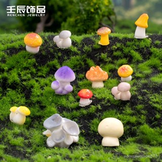 💖爆款💖精品苔蘚微景觀創意模擬蘑菇園藝diy裝飾品小擺件樹脂工藝品配件禮品微景觀 擺件 樹脂工藝品 裝飾品 擺飾