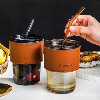 高顏值竹節杯辦公室家用水杯玻璃吸管杯ins風咖啡杯網紅杯子