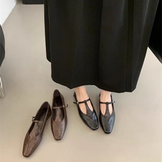 免運費 實拍 平底娃娃鞋 大尺碼35-40 懶人鞋 娃娃鞋 真皮女鞋 瑪麗珍鞋 淺口單鞋 一字扣 穆勒鞋 王妃鞋 包頭鞋