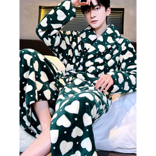 【✨舒適居家服✨】睡袍睡衣男秋冬季加厚珊瑚絨大碼外穿浴袍保暖長袖春秋法蘭絨新款