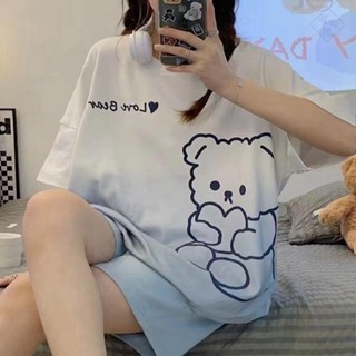 可可裡🌺2024韓系新款ins風睡衣女士夏季短袖短褲學生夏天家居服兩件套裝