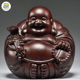 至臻 黑檀木雕彌勒佛擺件 實木雕刻如意佛像工藝禮品