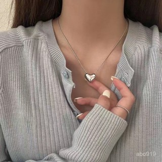 金屬冷淡風愛心鈦鋼項鍊女 ins潮簡約小眾設計感項鍊 不褪色毛衣鍊配飾女 時尚吊墜項鍊女 愛心米珠長項鍊女 輕奢疊戴項鍊
