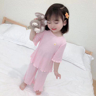 🌺臺灣限時低價🌺女童夏季睡衣套裝2025新款女孩冰絲薄款空調服寶寶短袖洋氣家居服