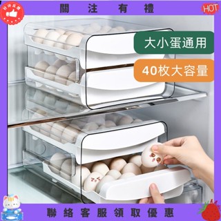 【炳燁賣場】冰箱收納盒 冰箱保險盒 食物分類盒 食物歸類 冰箱整理 冰箱雞蛋收納盒抽屜式保鮮盒廚房雞蛋盒家用可疊加蛋託雙